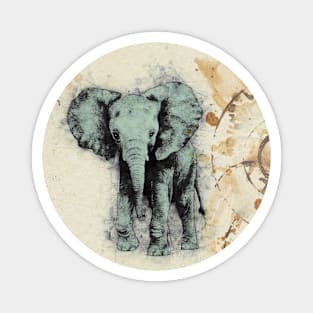 Elephant Vintage Sketched Magnet